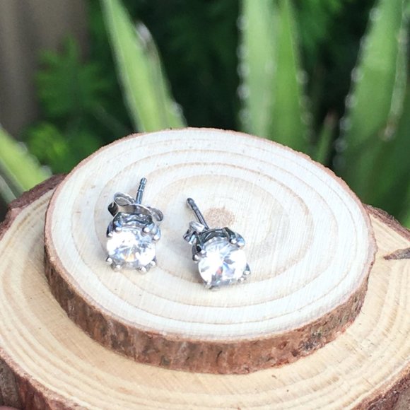 Cambodian Zircon Sterling Silver Earrings Natural Gemstones Studs - Picture 11 of 16